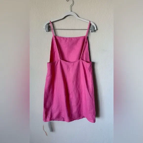 NWT Reformation Wiley Linen Mini Pink Dress Size 10 - Picture 7 of 9